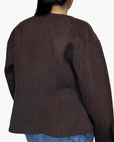 ELSIE DOUBLE FACED WOOL COAT IN SABLE