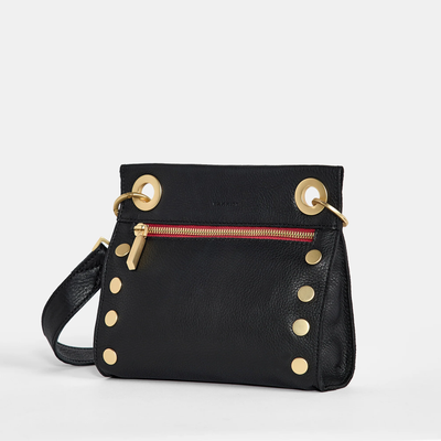 TONY SML IN BLACK/BRUSHED GOLD RED ZIP