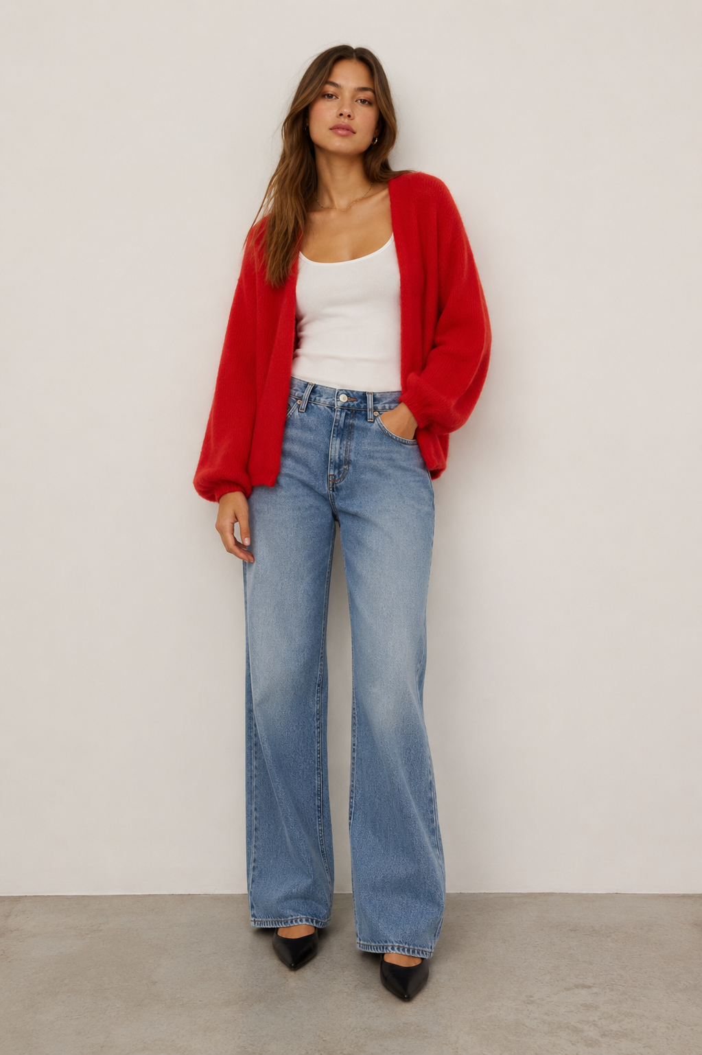 Juniper Balloon-Sleeve Open Cardigan