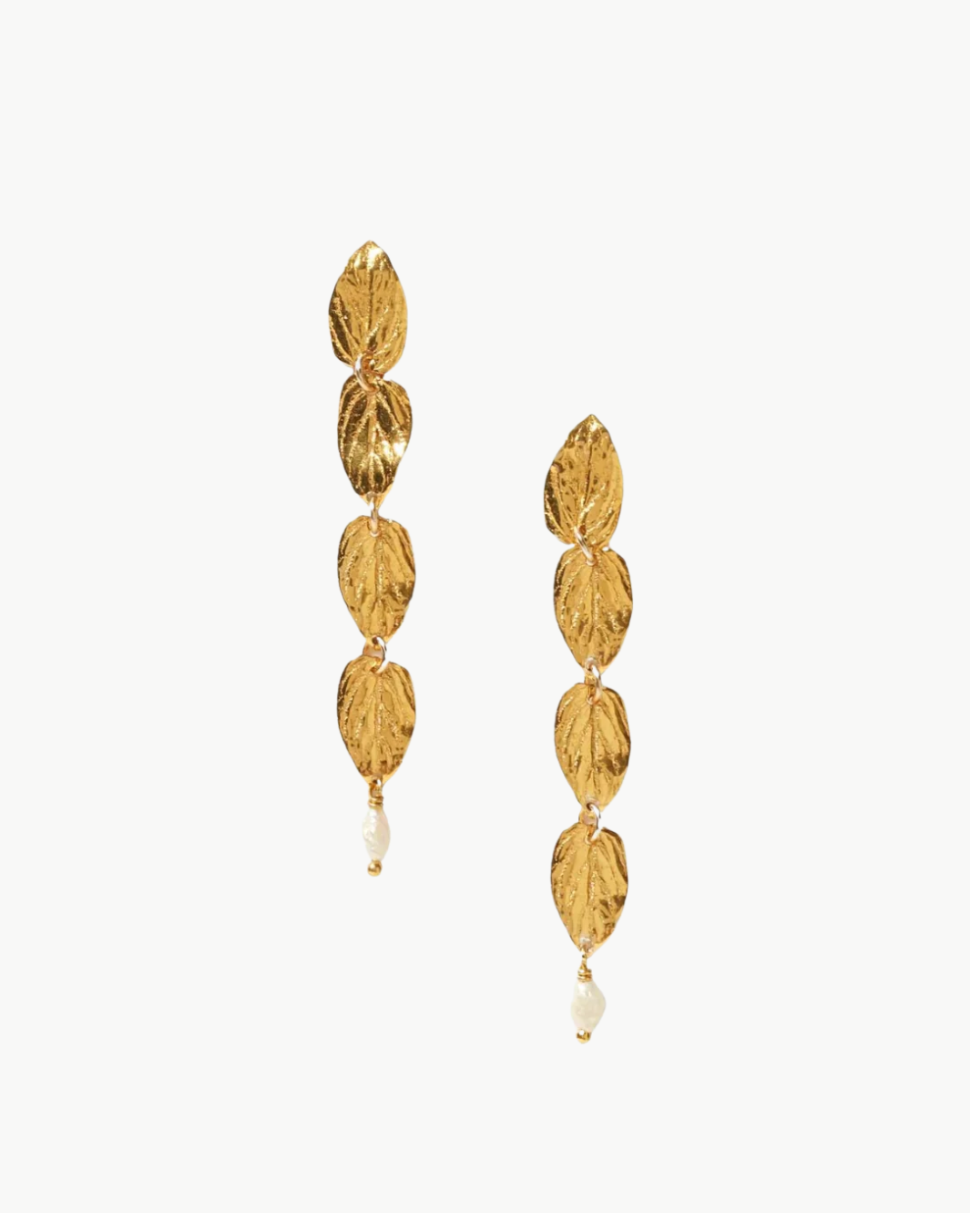 FALLING LEAF TIERED EARRINGS IN WHITE PEARL
