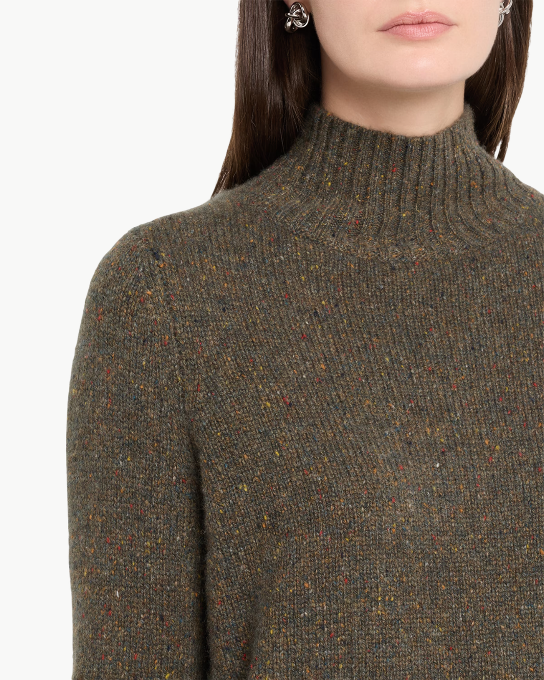 Cashmere Mock-Neck Donegal Sweater