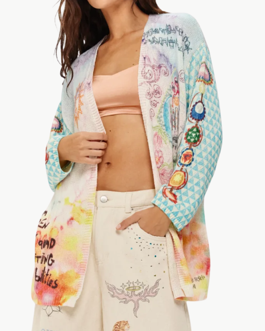 Me369 MYKONOS PRINTED CARDIGAN at Romi Boutique