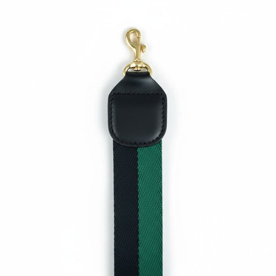 ADJUSTABLE CROSSBODY STRAP IN BLACK/EVERGREEN