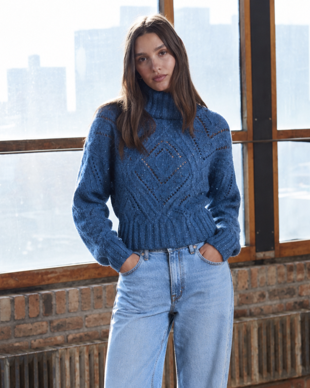 Autumn Cashmere Chunky Diamond Stitchery Cowl at Romi Boutique