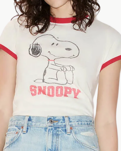 60S SLIM RINGER TEE SNOOPY IN VINTAGE WHITE W/ CRIMSON