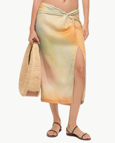 PORTO LINEN SKIRT IN PASTEL CLOUDS
