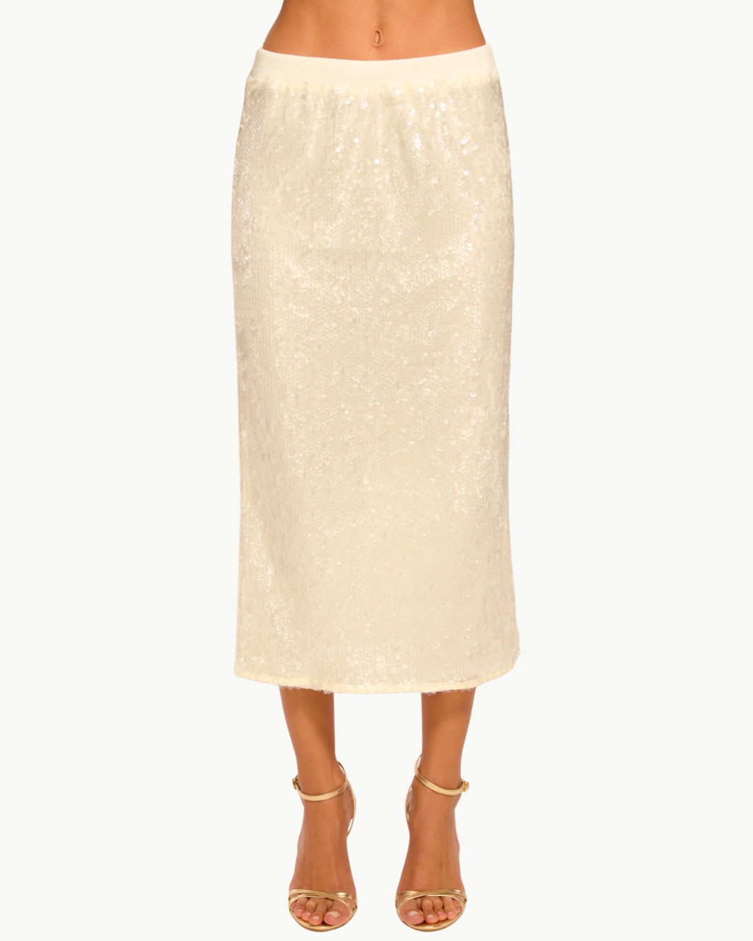 ANNITA MIDI SKIRT IN WINTER WHITE SEQUIN - Romi Boutique