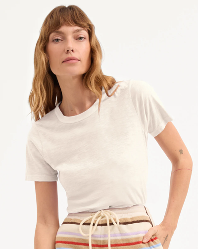CARLA COTTON CREWNECK TEE IN ECRU