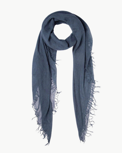 CASHMERE AND SILK SCARF IN INDIGO