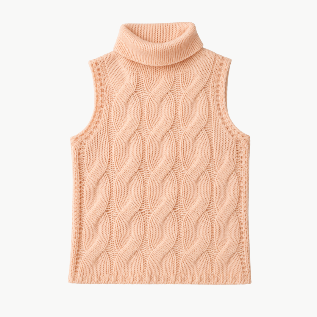 Salvia Sleeveless Cashmere Cable Turtleneck