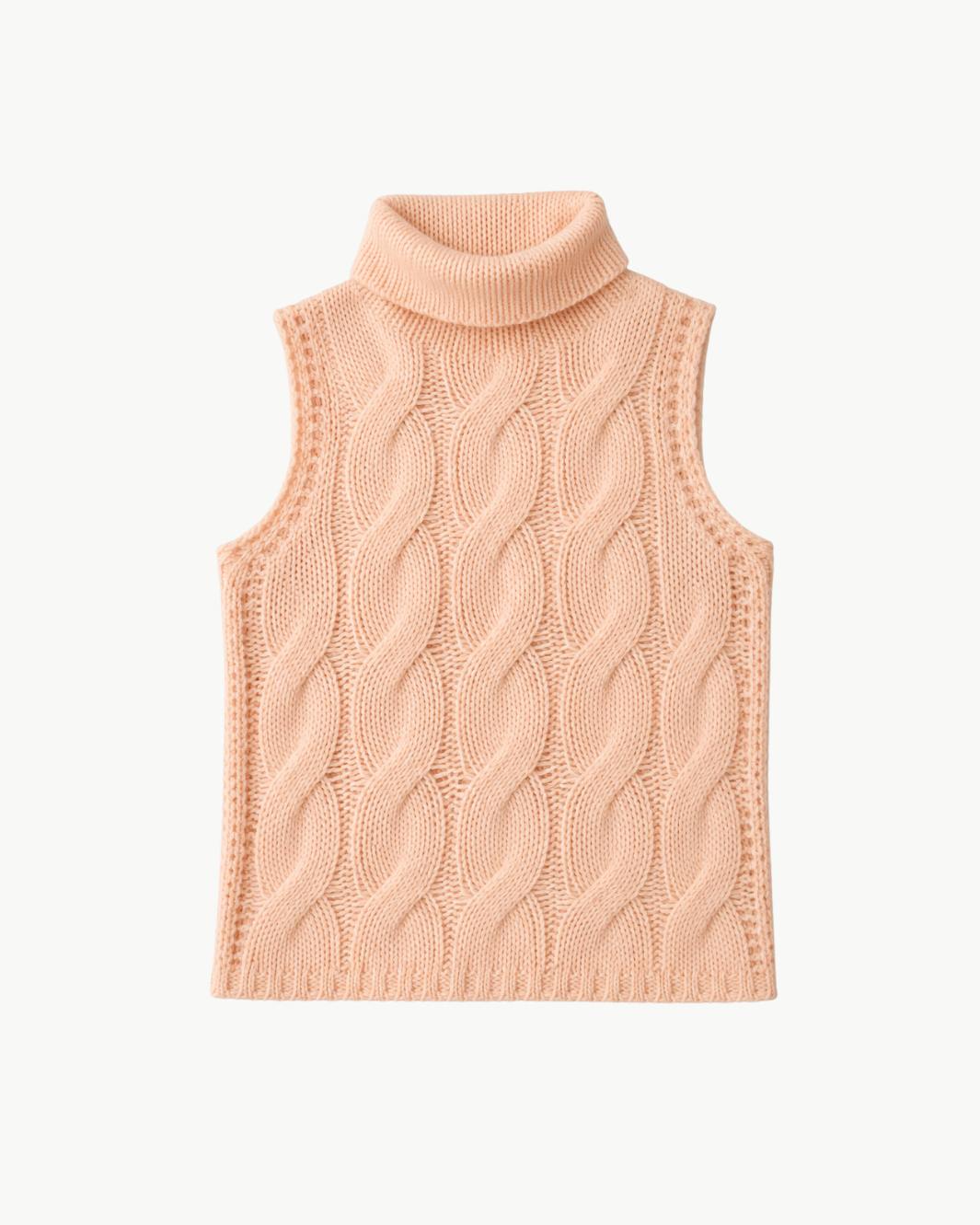 Salvia Sleeveless Cashmere Cable Turtleneck