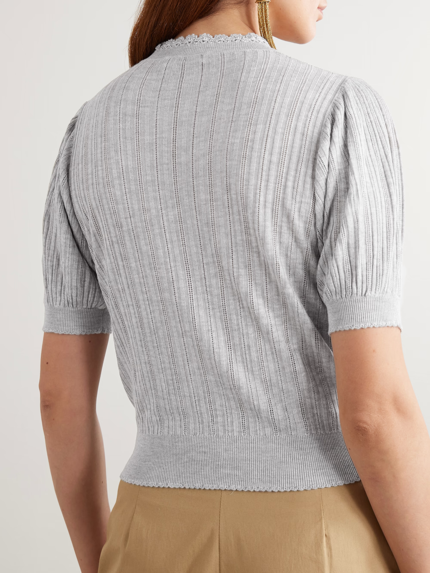 GEMMA SHORT SLEEVE KNIT TOP IN SLATE