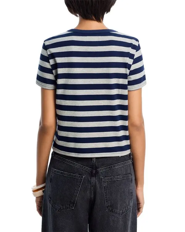 STRIPED BABY TEE IN LIGHT HEATHER GREY/NAVY WIDE STRIPE