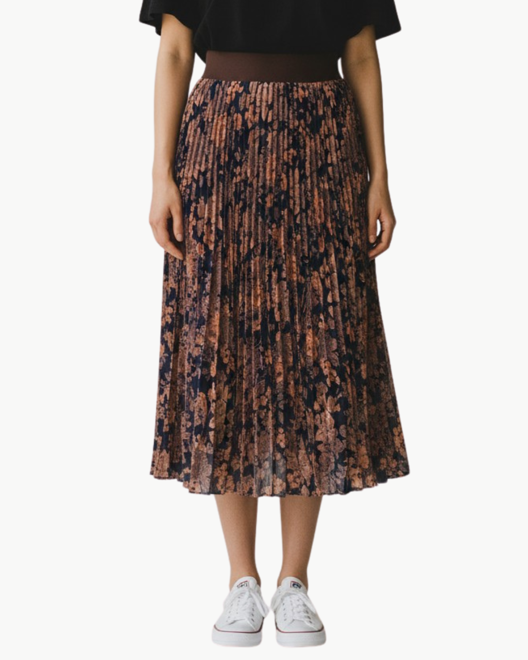 CHIFFON SKIRT IN COPPER FLORAL PRINT
