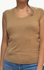 Minnie Rose SUPIMA SCOOP NECK CAP SLEEVE TOP at Romi Boutique