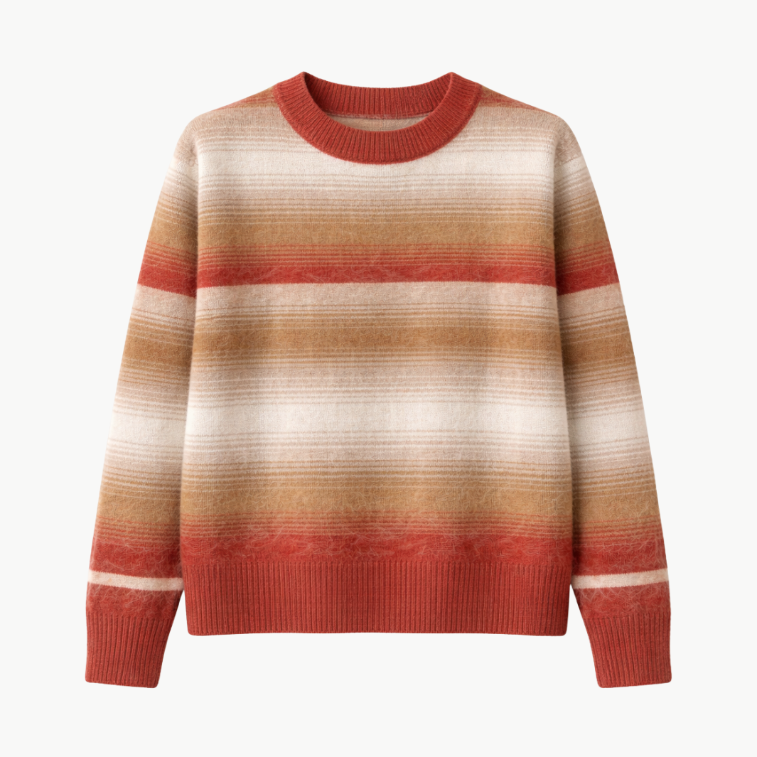 Autumn Cashmere BRUSHED OMBRE STRIPE CREW at Romi Boutique