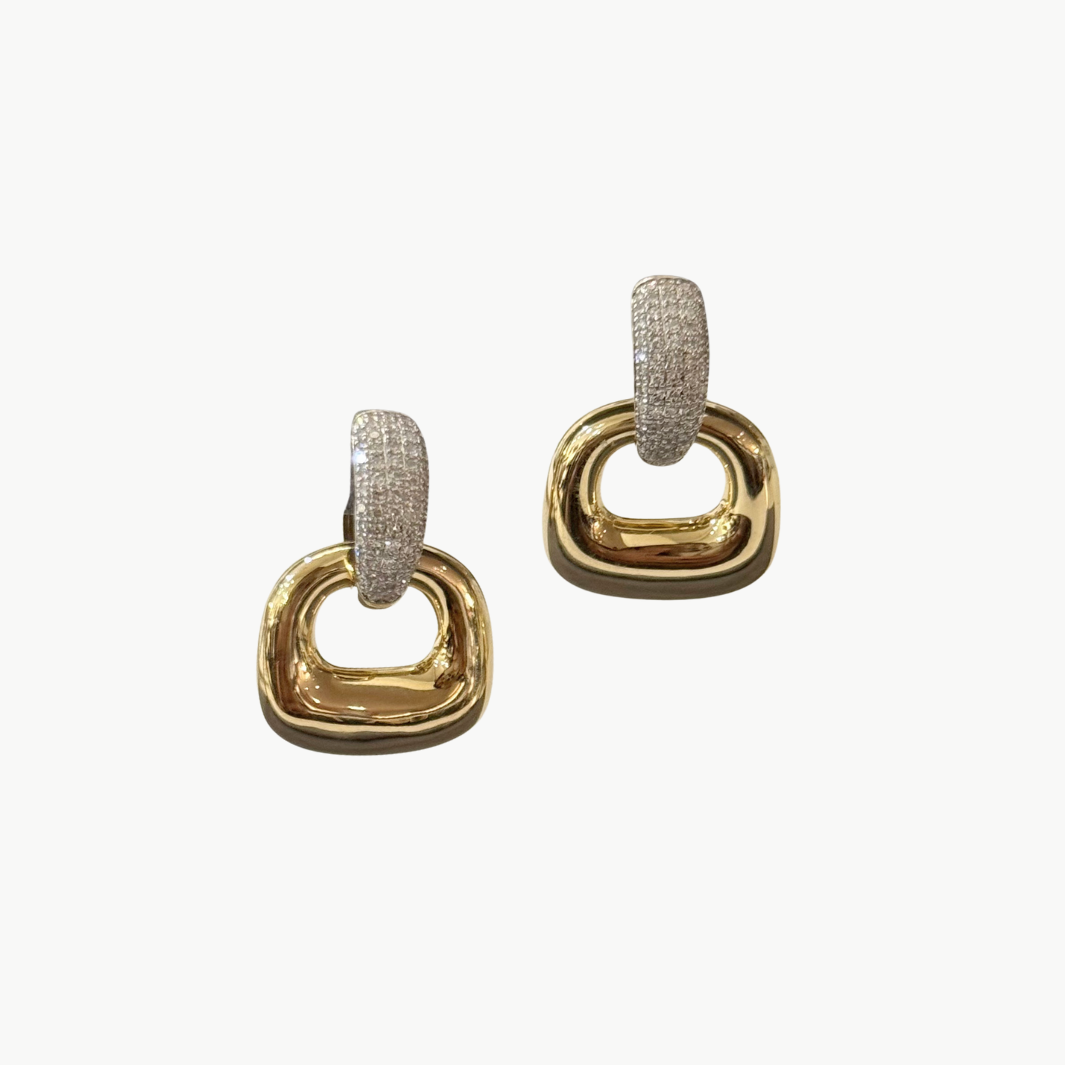 Lumilla Large Diamond Door Knob Earrings at Romi Boutique