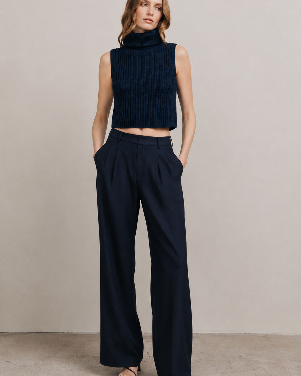Saige Cropped Cashmere Turtleneck