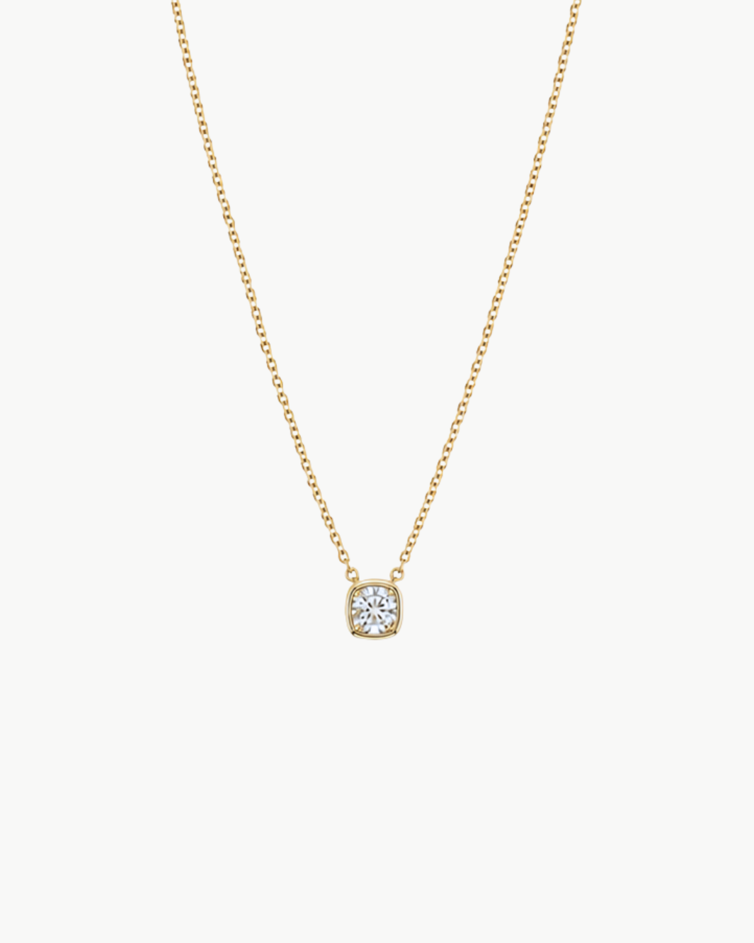 Floating Cushion Bezel Diamond Necklace