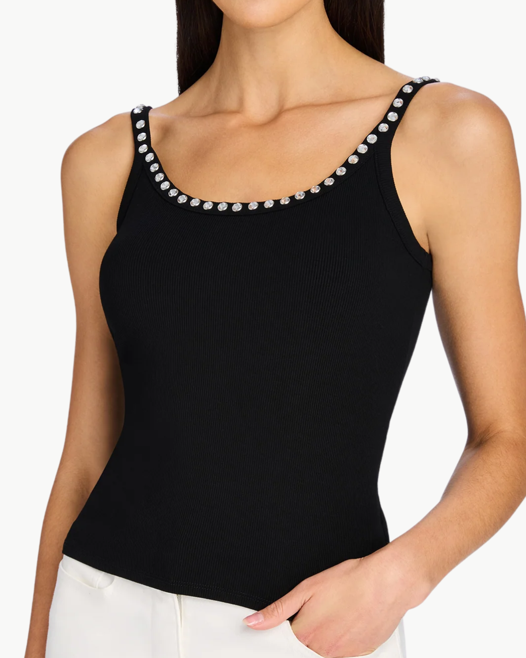 IRIS CRYSTAL TANK TOP IN BLACK - Romi Boutique