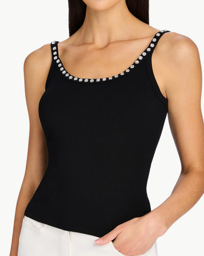 IRIS CRYSTAL TANK TOP IN BLACK - Romi Boutique