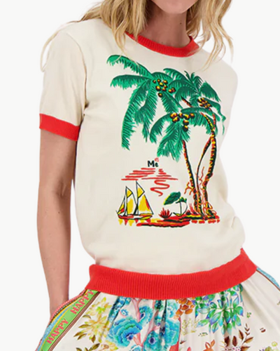 NORA KNIT TOP IN PALM TREES - Romi Boutique