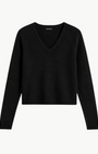 Minnie Rose Sheer Luxury Cashmere Long Sleeve V Neck with Rolled Trims at Romi Boutique