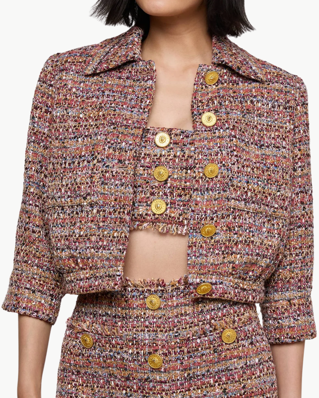 JIA TWEED JACKET IN MAUVE/TAN MULTI