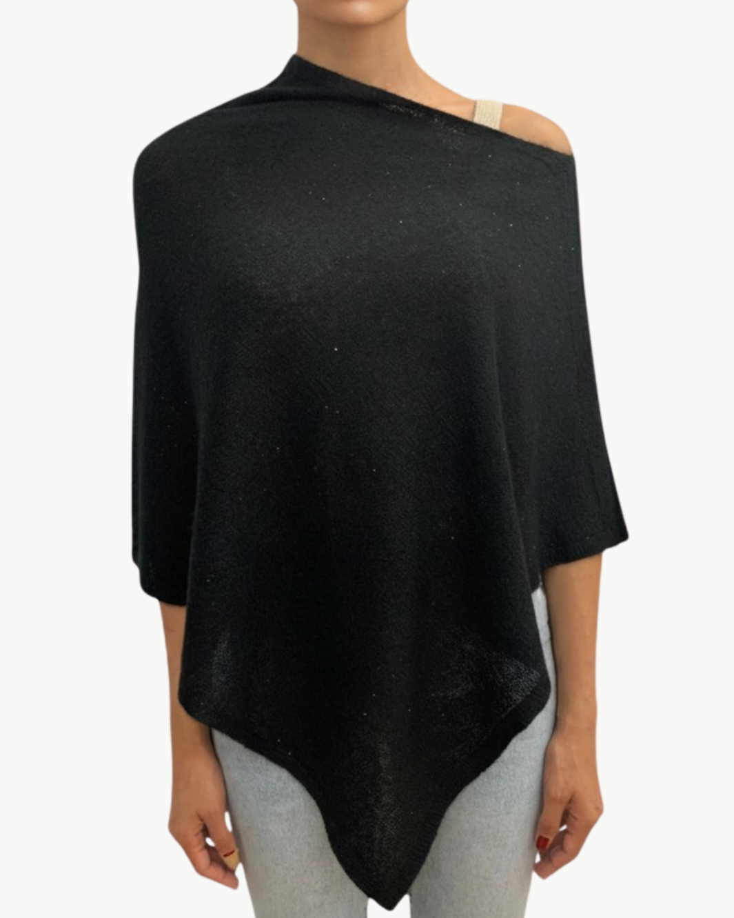 SEQUIN CROPPED PONCHO CAPELET IN BLACK