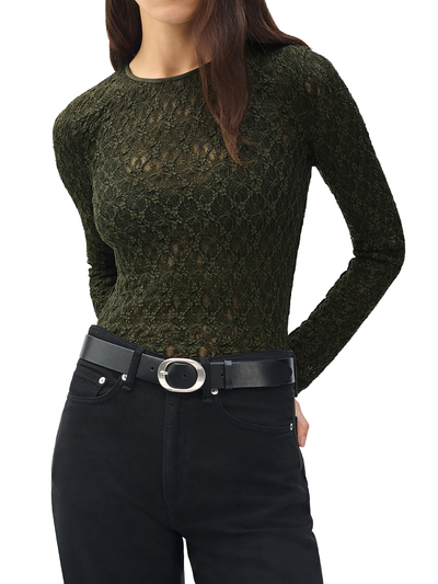 ELLIE LACE TEE IN ARMY