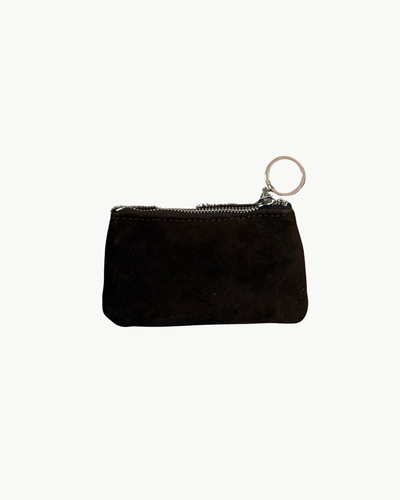 HAIR ON HIDE KEYCHAIN IN BROWN SUEDE