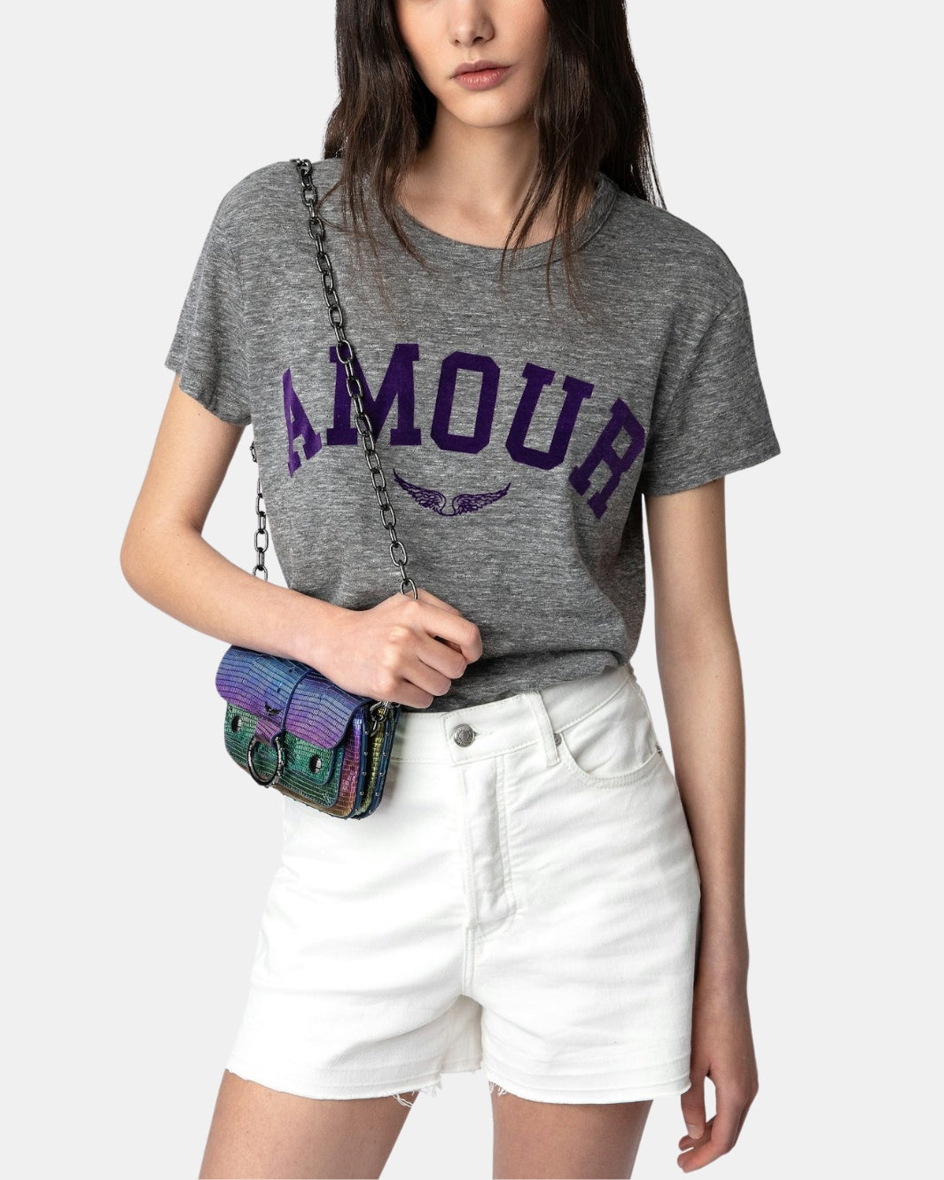 WALK AMOUR T-SHIRT IN GRIS CHINE - Romi Boutique