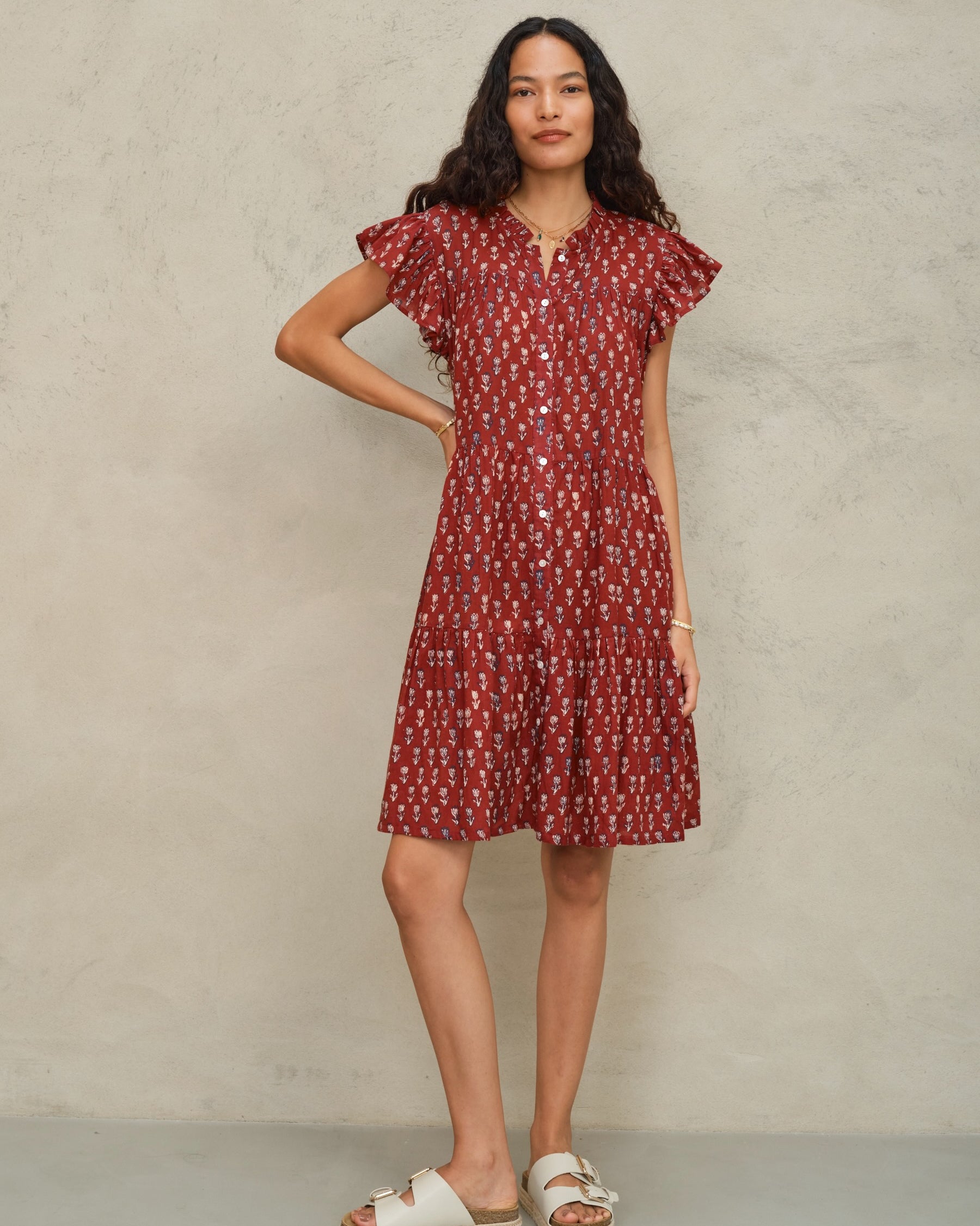 Mabe Ari Print Frill Dress at Romi Boutique