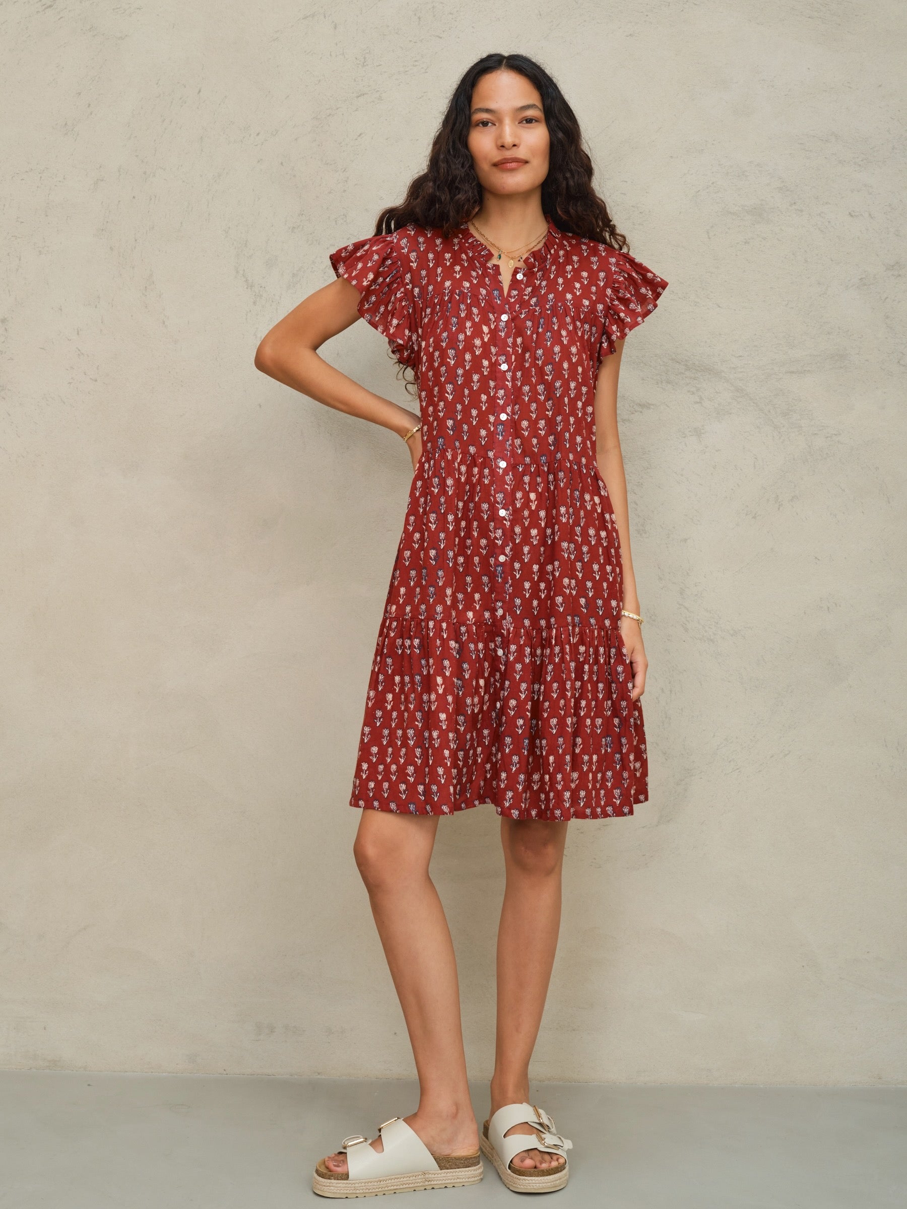 Mabe Ari Print Frill Dress at Romi Boutique