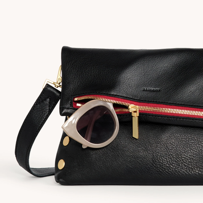 VIP MED IN BLACK/BRUSHED GOLD RED ZIP - Romi Boutique