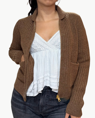 TESSEN CARDIGAN IN DARK CAMEL