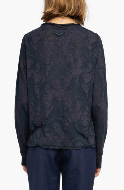 HENLEY LONG SLEEVE T-SHIRT IN ENCRE