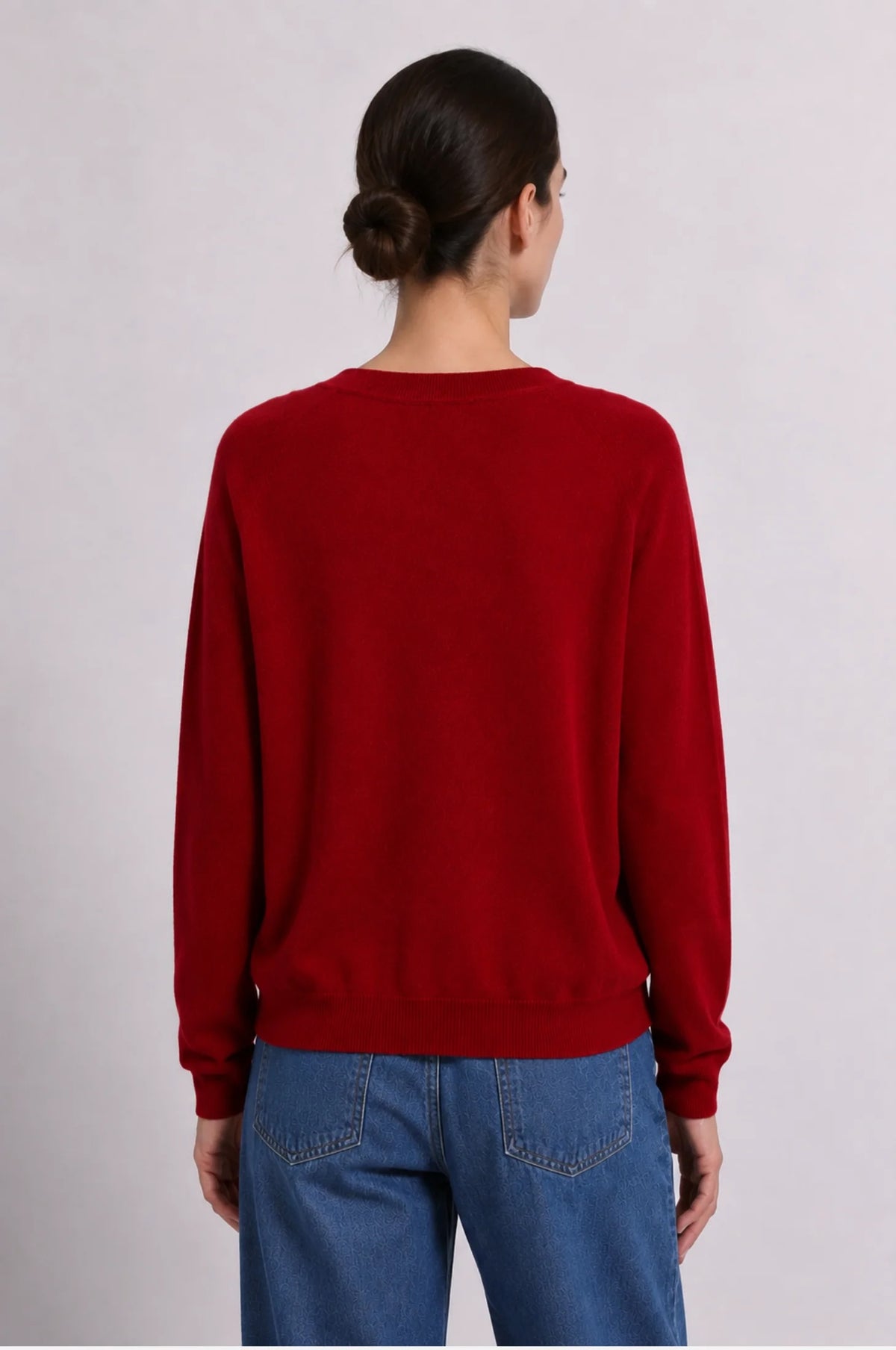 Minnie Rose Cashmere Long Sleeve Shrunken V Neck at Romi Boutique