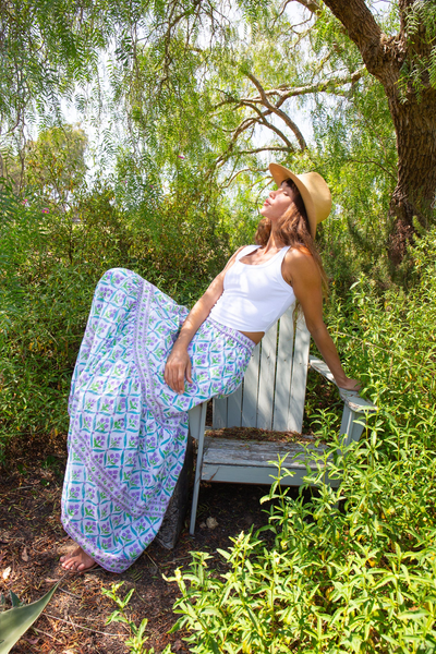 SUTTON MAXI SKIRT IN TURQUOISE PURPLE DIAMOND