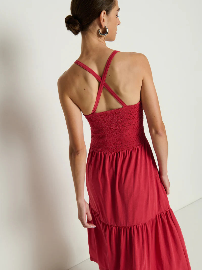 Nation Penelope Cross Back Midi Dress at Romi Boutique