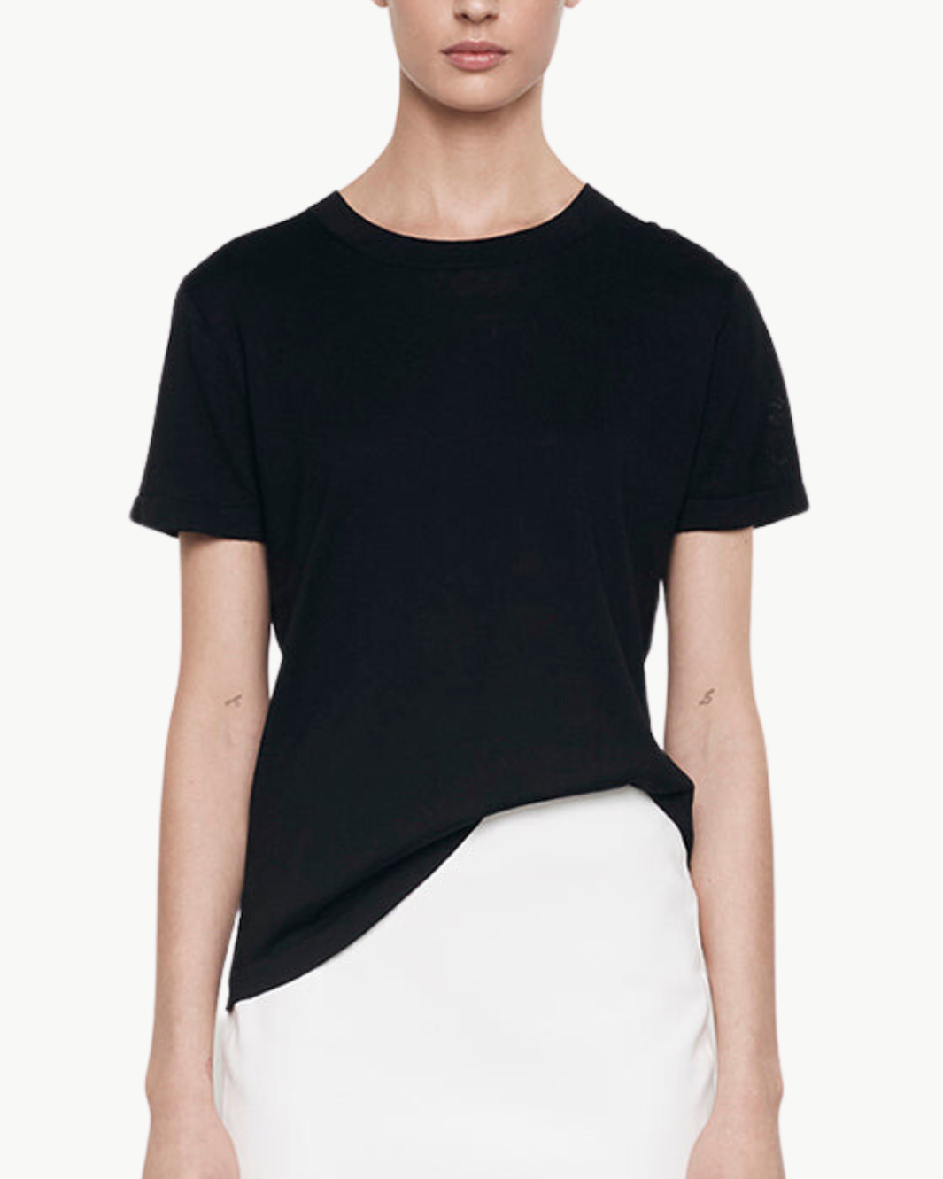 SILK KNIT PERFECT TEE IN BLACK