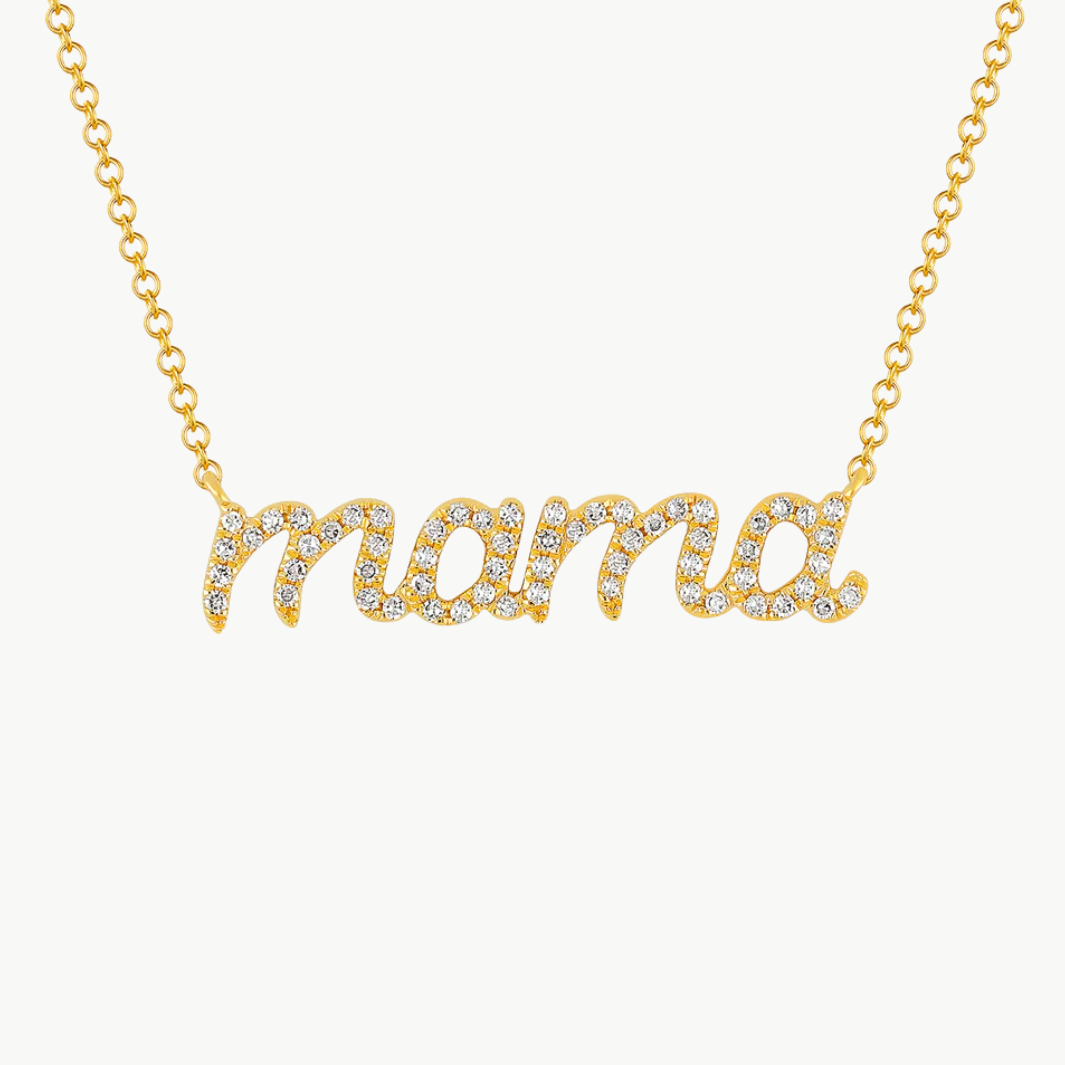 Diamond Script Mama Necklace