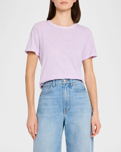 CARLA COTTON CREWNECK TEE IN SOFT LILAC