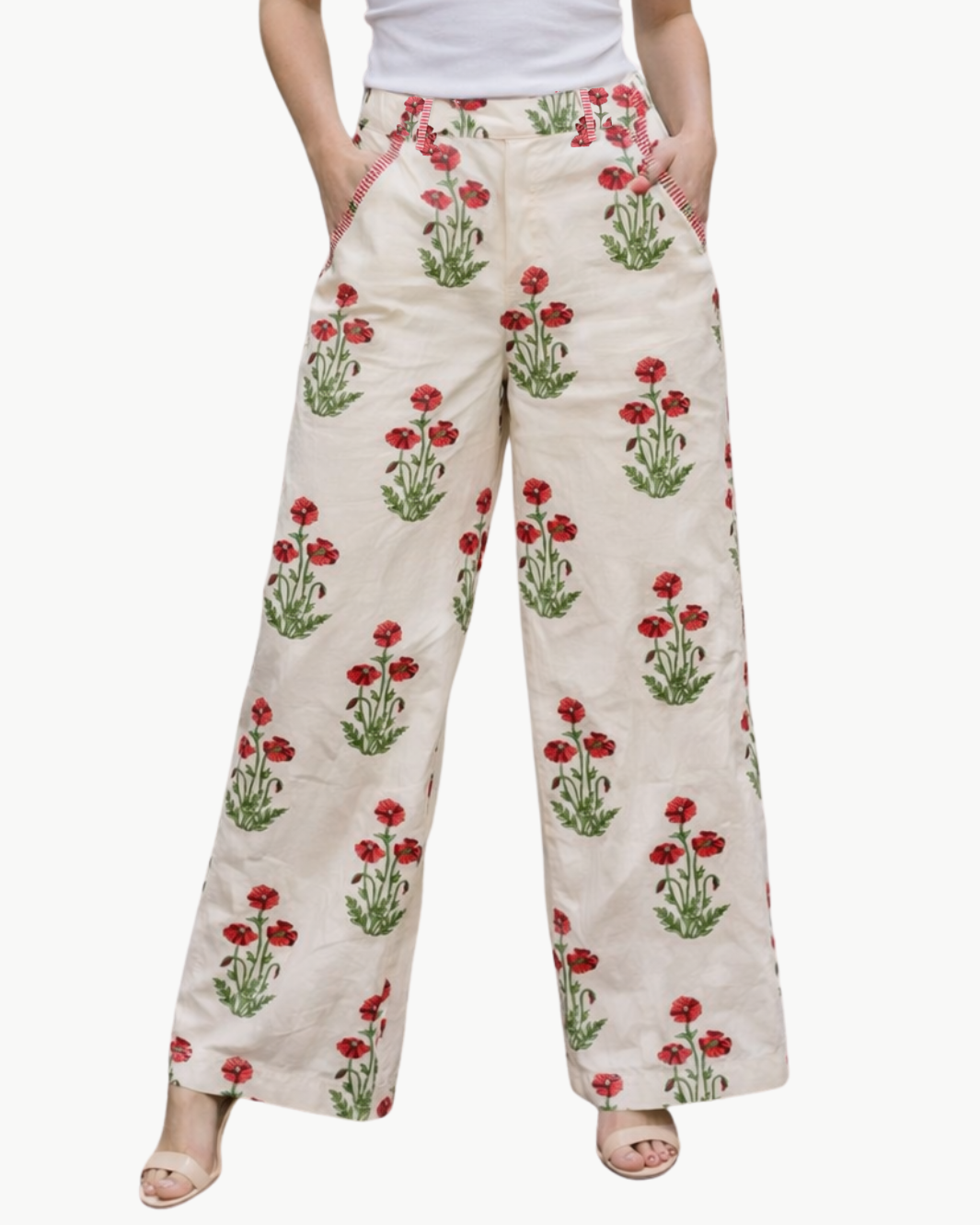 EDISON PANT IN RED BLOOM - Romi Boutique