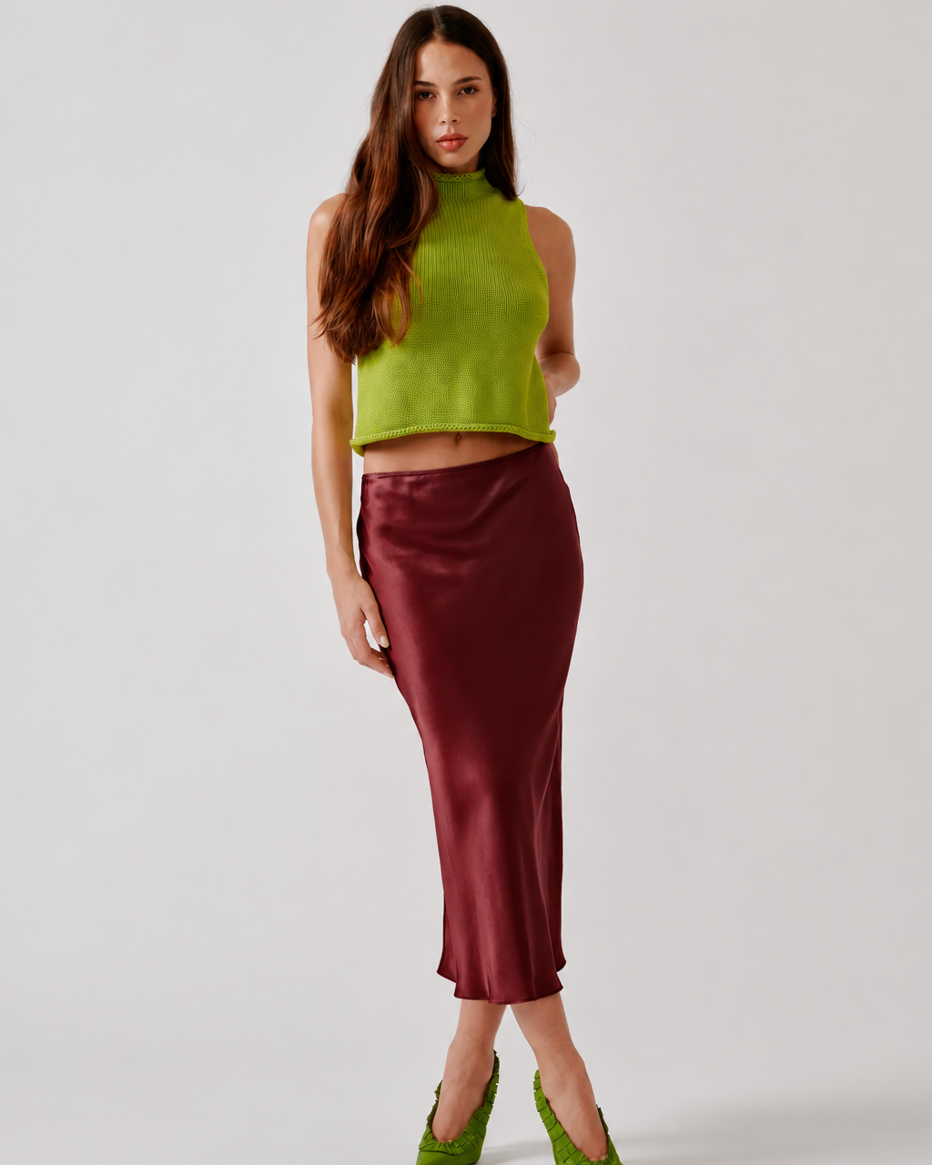 Miranda Scallop Trim Bias Cut Silk Skirt