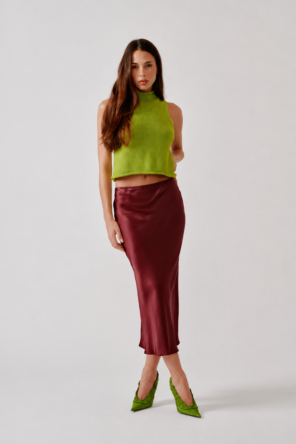 Miranda Scallop Trim Bias Cut Silk Skirt
