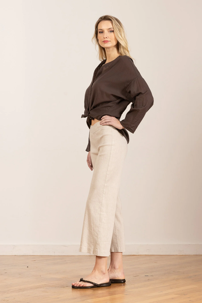 ALEX LINEN PANT IN OATMEAL - Romi Boutique