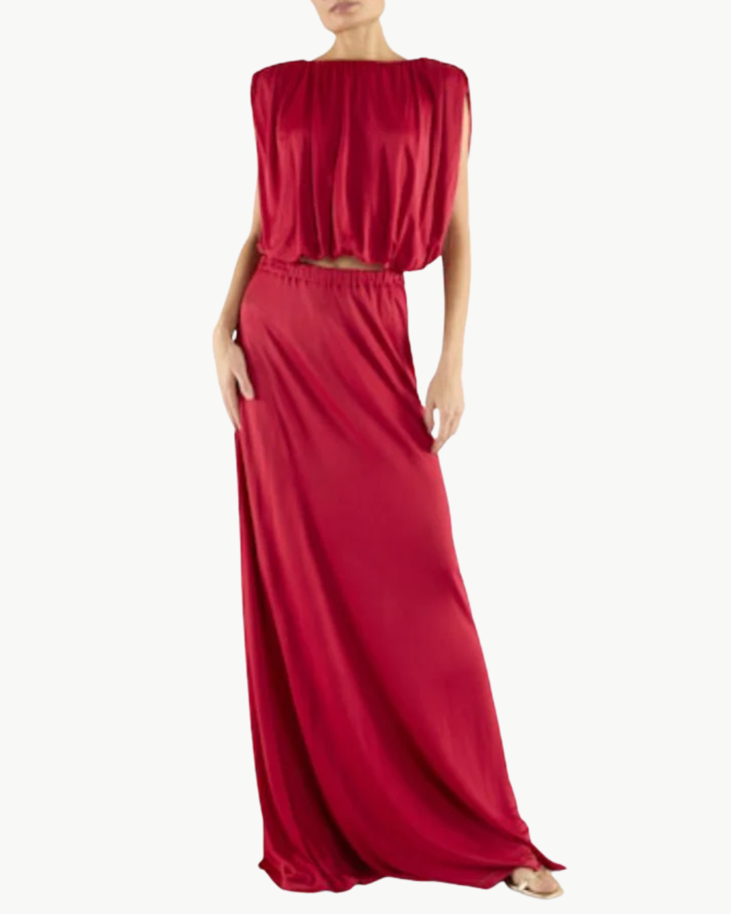 CHRIS JERSEY MAXI SKIRT IN SCARLET RED