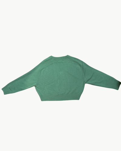 CRYSTAL CROPPED SADDLE SLEEVE V-NECK IN JADE