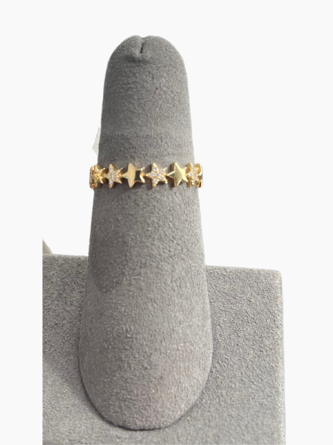 SOLID AND PAVE STAR 3/4 ETERNITY RING IN 14K GOLD - Romi Boutique